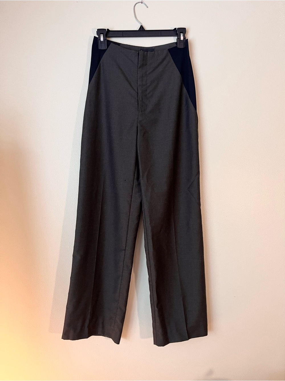 Rachel Comey Gray Green Trousers with Black Mesh Side Panels